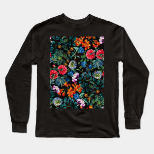 Chintzy Florals II - Night Long Sleeve T-Shirt